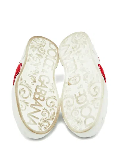 Pre-owned Dolce & Gabbana Leather Logo-patch Sneakers In White