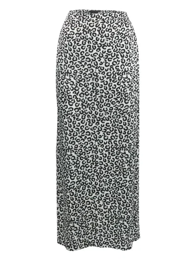Pre-owned Love Moschino Leopard-print Maxi Skirt In White
