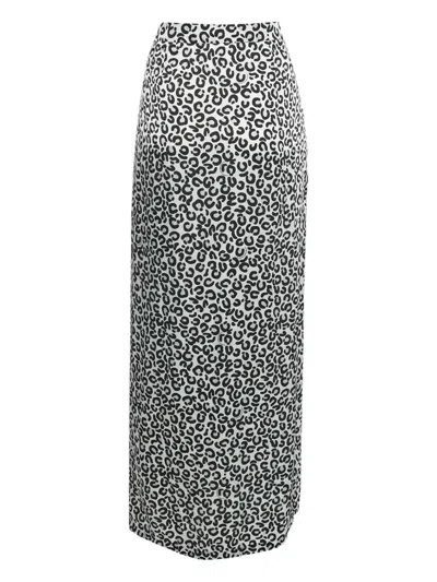 Pre-owned Love Moschino Leopard-print Maxi Skirt In White
