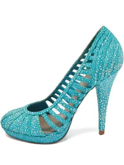 Pre-owned Versace Cut-outs Platform Pumps In Blue