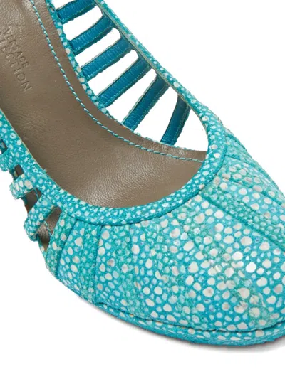 Pre-owned Versace Cut-outs Platform Pumps In Blue