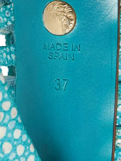 Pre-owned Versace Cut-outs Platform Pumps In Blue