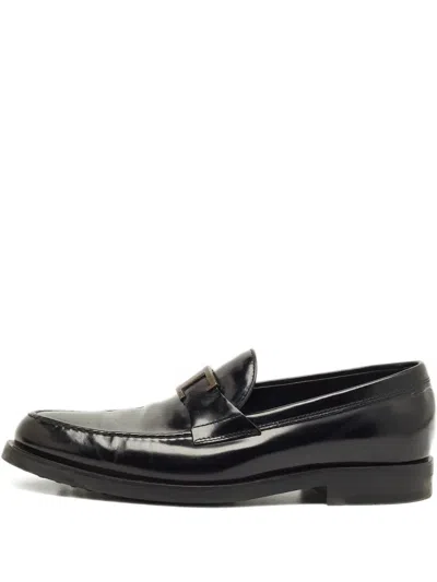 Pre-owned Tod's T Timeless Loafers In Black