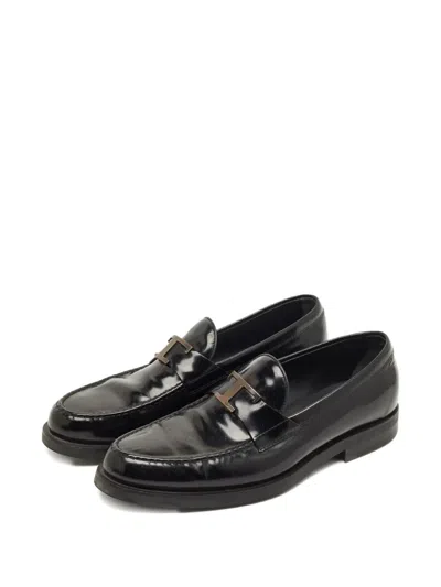 Pre-owned Tod's T Timeless Loafers In Black