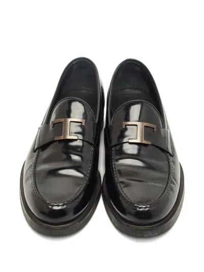 Pre-owned Tod's T Timeless Loafers In Black