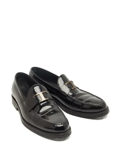 Pre-owned Tod's T Timeless Loafers In Black