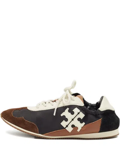 Pre-owned Tory Burch Logo-detail Lace-up Sneakers In Black