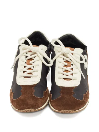 Pre-owned Tory Burch Logo-detail Lace-up Sneakers In Black