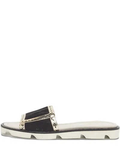 Pre-owned Malone Souliers Foil 36.5 Velvet Slides In Brown