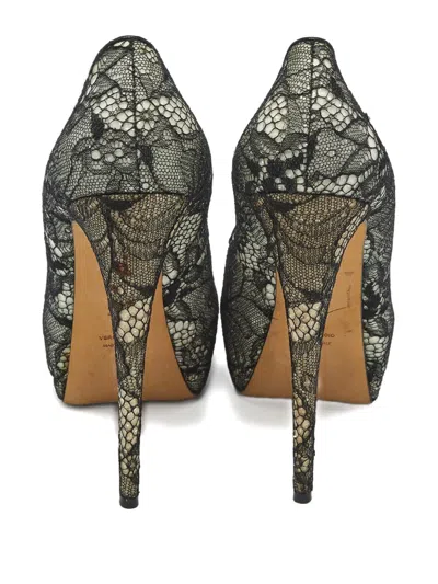 Pre-owned Giuseppe Zanotti Lace Platform Peep-toe Pumps In Black