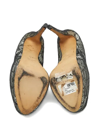 Pre-owned Giuseppe Zanotti Lace Platform Peep-toe Pumps In Black