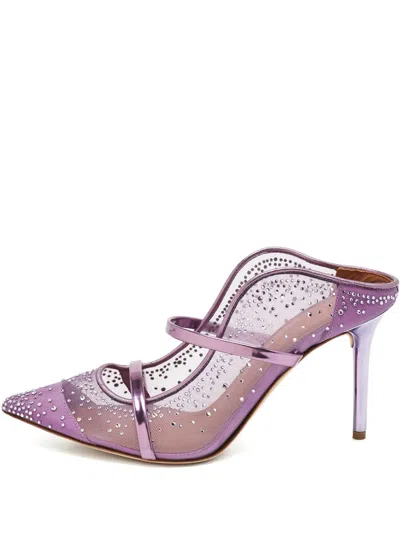Pre-owned Malone Souliers Maureen Crystal-embellishment Mules In Purple