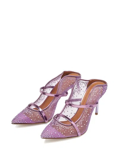 Pre-owned Malone Souliers Maureen Crystal-embellishment Mules In Purple