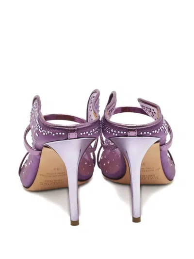 Pre-owned Malone Souliers Maureen Crystal-embellishment Mules In Purple