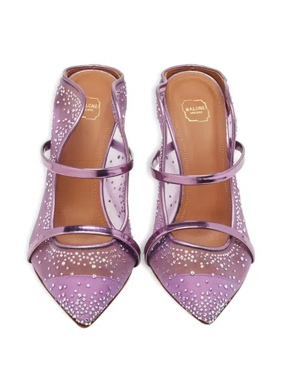 Pre-owned Malone Souliers Maureen Crystal-embellishment Mules In Purple