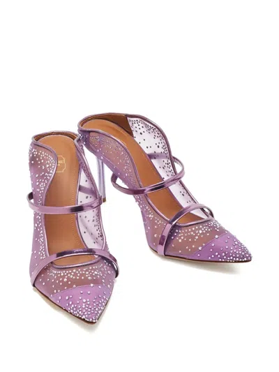 Pre-owned Malone Souliers Maureen Crystal-embellishment Mules In Purple