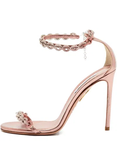 Pre-owned Aquazzura Crystal-embellishment Sandals In Pink