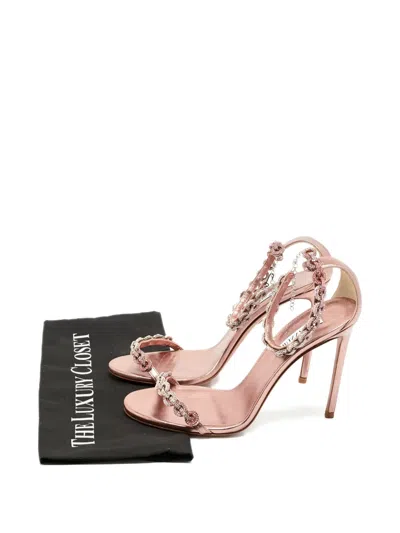 Pre-owned Aquazzura Crystal-embellishment Sandals In Pink