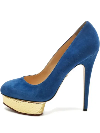 Pre-owned Charlotte Olympia Dolly Platform Pumps In Blue