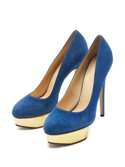 Pre-owned Charlotte Olympia Dolly Platform Pumps In Blue