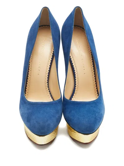 Pre-owned Charlotte Olympia Dolly Platform Pumps In Blue