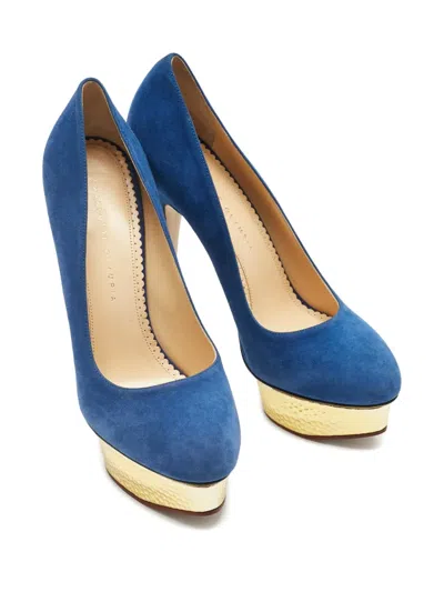 Pre-owned Charlotte Olympia Dolly Platform Pumps In Blue