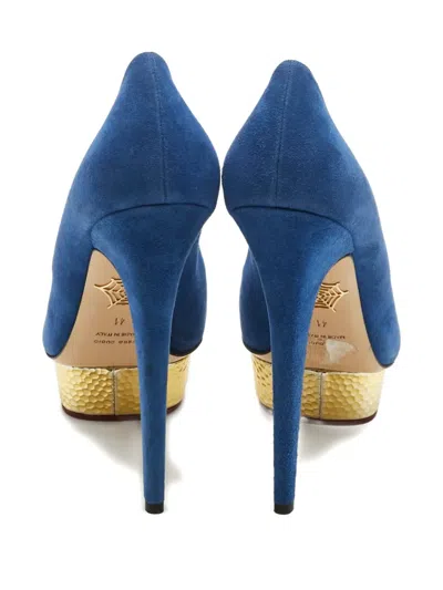 Pre-owned Charlotte Olympia Dolly Platform Pumps In Blue