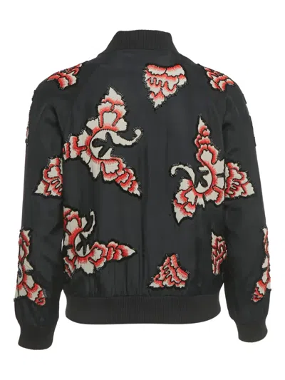 Pre-owned Alice And Olivia Embellished Bomber Jacket In Black