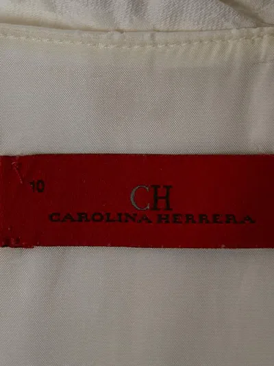 Pre-owned Carolina Herrera Vintage Patterned-jacquard Mini Dress In White