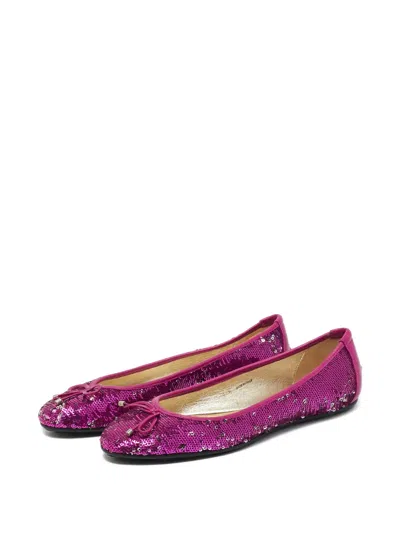 Pre-owned Jimmy Choo Sequins Leather Ballet Flats In Pink