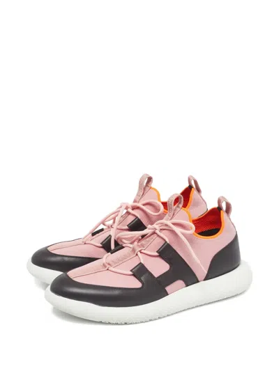Pre-owned Hermes Duel Leather Sneakers In Pink
