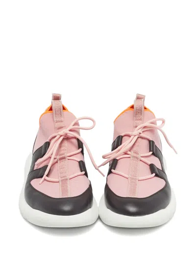 Pre-owned Hermes Duel Leather Sneakers In Pink