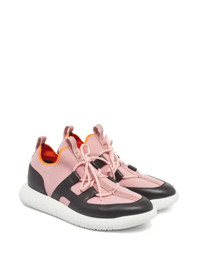 Pre-owned Hermes Duel Leather Sneakers In Pink