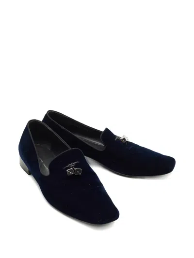 Pre-owned Giuseppe Zanotti Dice-charms Velvet Loafers In Blue