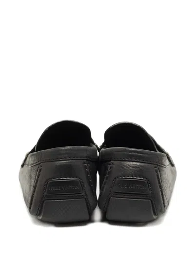 Pre-owned Louis Vuitton Monte Carlo Leather Loafers In Black