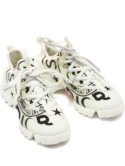 Pre-owned Dior D-connect Low-top Sneakers In White