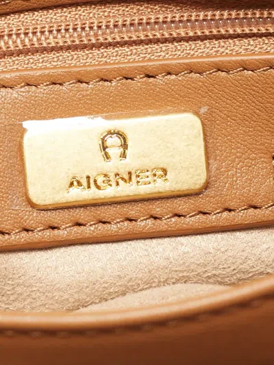 Pre-owned Aigner Quilted Leather Top Handle Bag In Brown