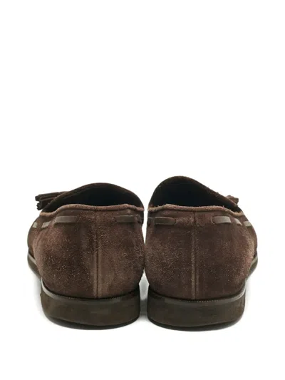 Pre-owned Loro Piana Fringed Suede Loafers In Brown