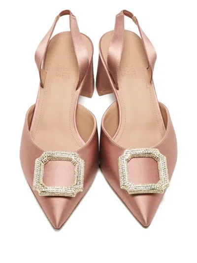Pre-owned Malone Souliers Marion Satin Slingback Pumps In Pink