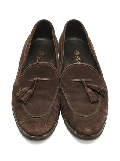 Pre-owned Loro Piana Fringed Suede Loafers In Brown
