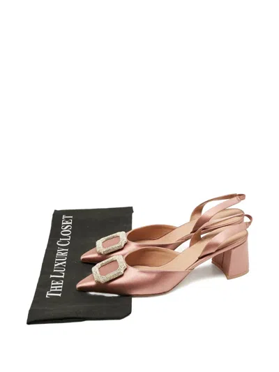 Pre-owned Malone Souliers Marion Satin Slingback Pumps In Pink