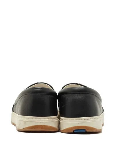 Pre-owned Bottega Veneta Intrecciato-leather Sneakers In Black