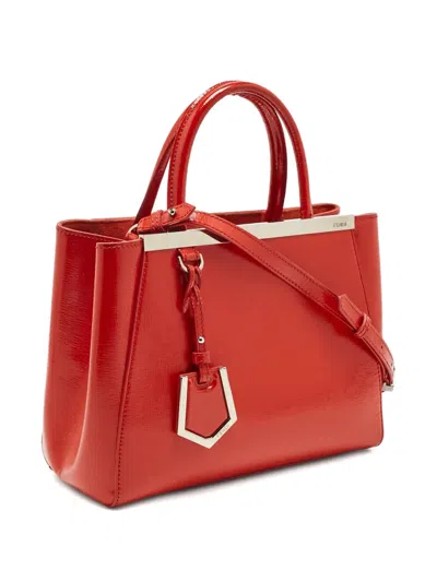 Pre-owned Fendi 2jours Leather Tote Bag In Red