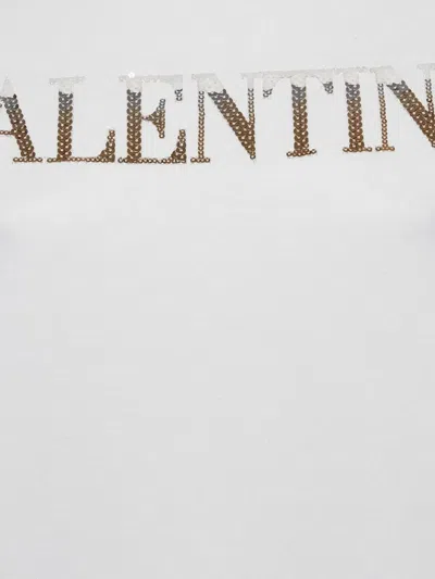 Pre-owned Valentino Sequin-logo Sweater In White
