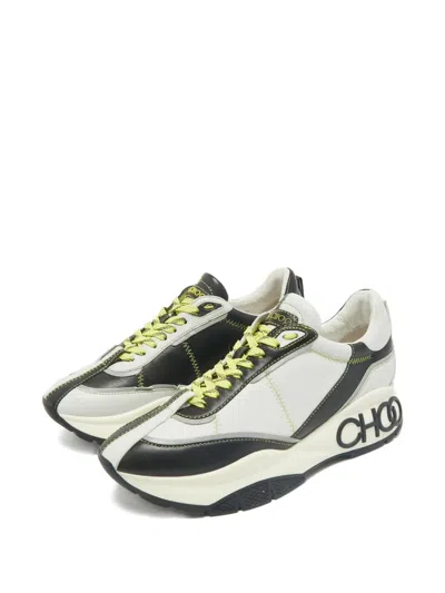 Pre-owned Jimmy Choo Logo-detail Leather Sneakers In White