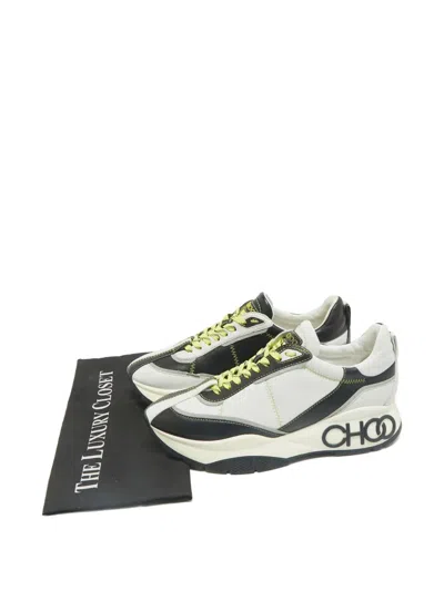 Pre-owned Jimmy Choo Logo-detail Leather Sneakers In White
