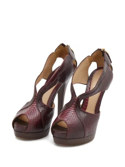 Pre-owned Fendi Strappy Platform Sandals In Red