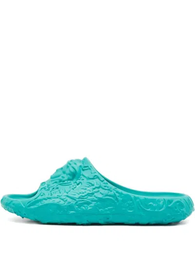 Pre-owned Versace Baroque Medusa Head Slides In Blue