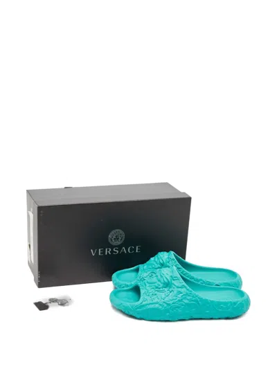 Pre-owned Versace Baroque Medusa Head Slides In Blue
