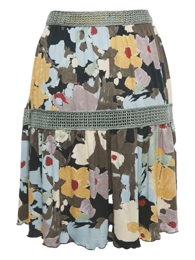 Pre-owned Missoni Crochet-trim Mini Skirt In Brown